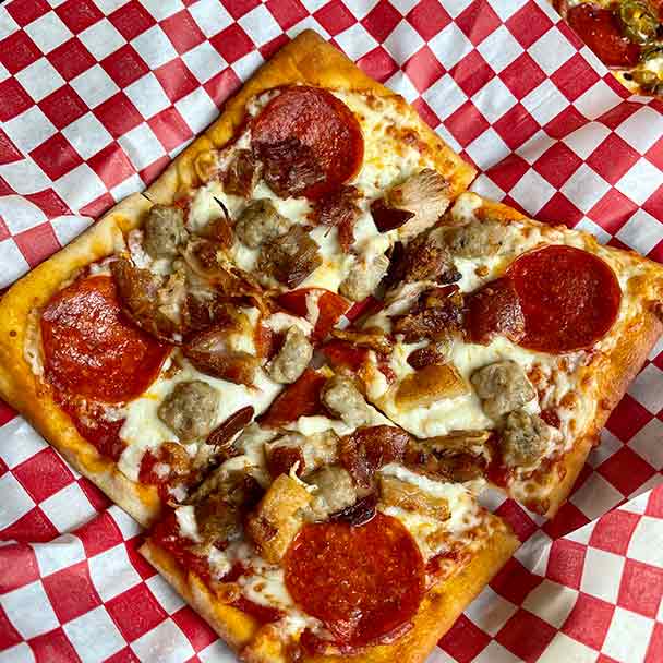 meat lovers pizza ready to eat